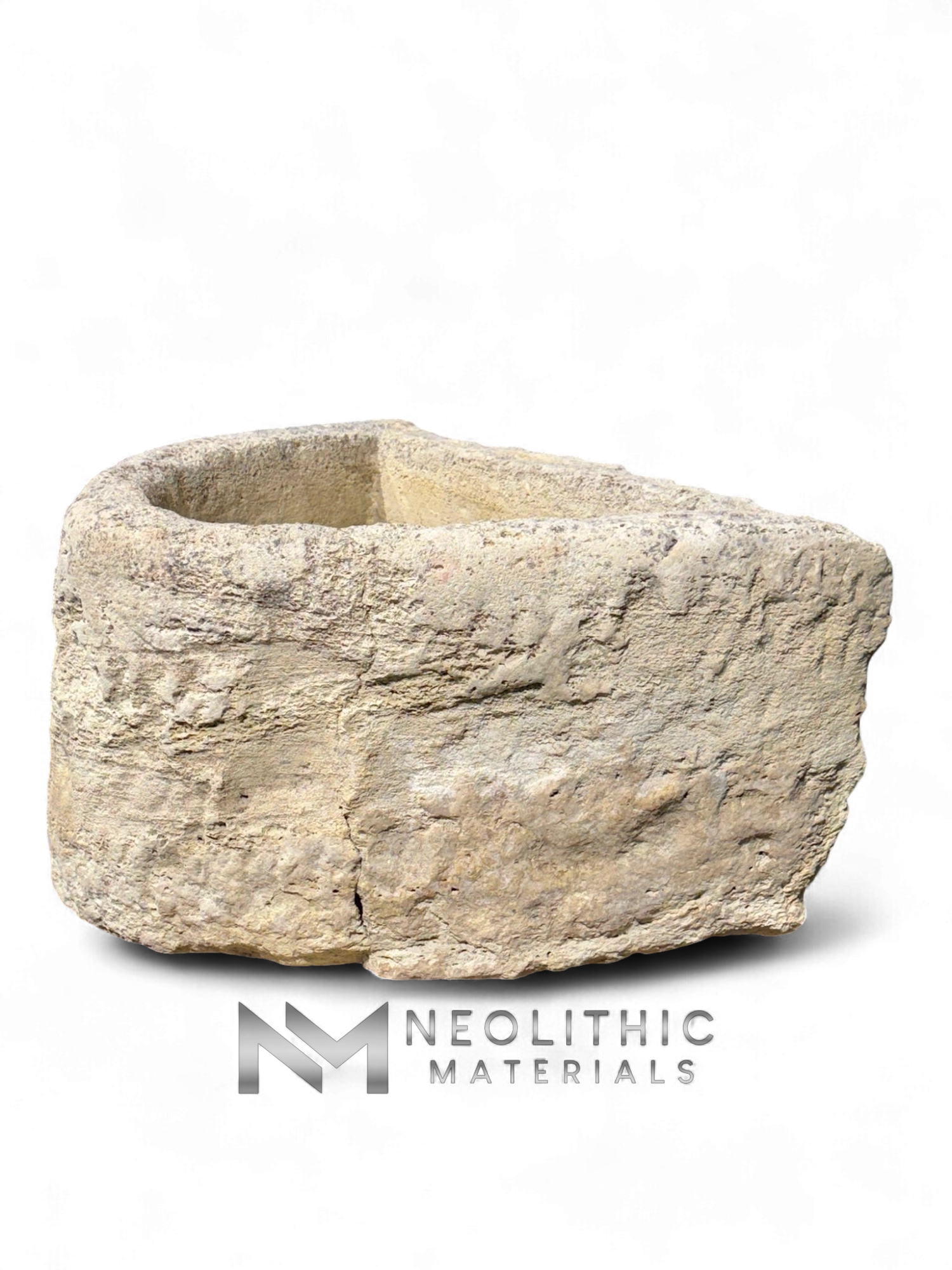 Antique French Limestone Half Moon Trough - Image 3